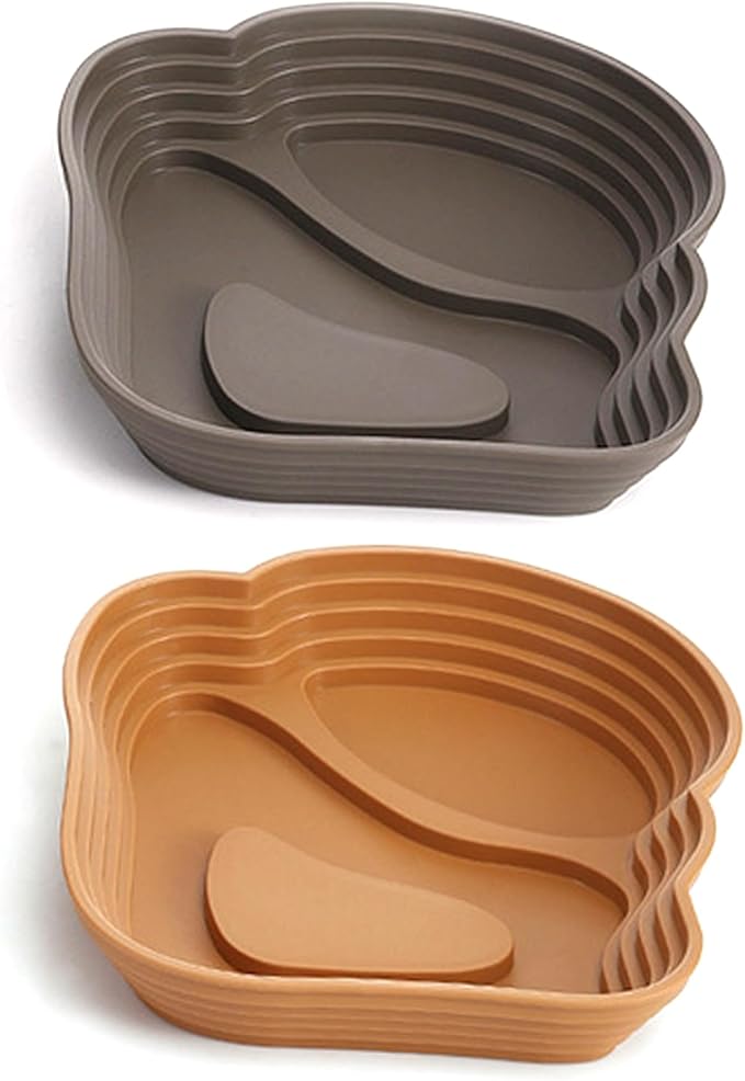 Reptile Bathing Pool, 2PCS Plastic Reptile Water Dish with Ramp Easy Climbing Turtle Water Bowl for Gecko, Snake, Turtle, Bearded Dragon, Lizard, 6.4x4.8in