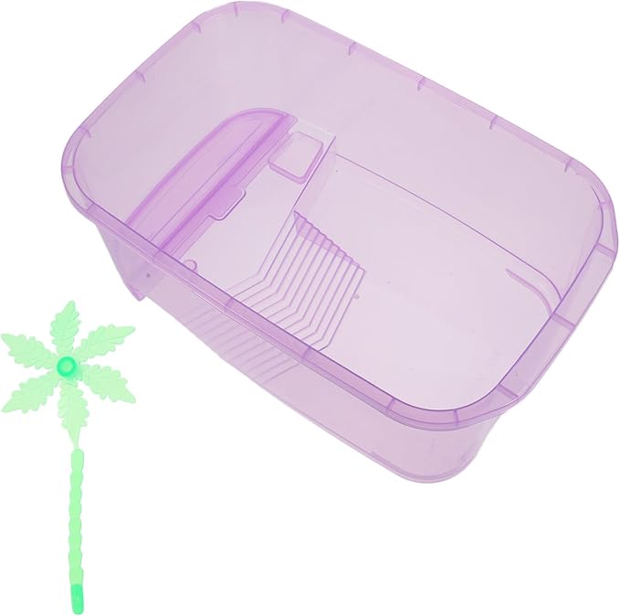 POPETPOP Amphibious Pet Tank Travel Accessories Reptile Terrarium - Portable Clear and Transparent Plastic Tank, Reptile Breeding Tank for Spiders Frog Snakes Small Reptiles Turtle Tank