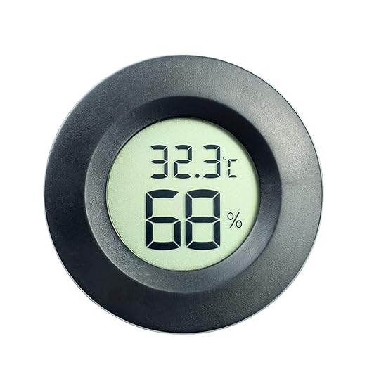 Electronic LCD Digital Thermometer Hygrometer Round Temperature Humidity Meter for Glass Container Fishtank Hygrometer Indoor Humidity for Reptiles Hygrometer Thermometer for Tank