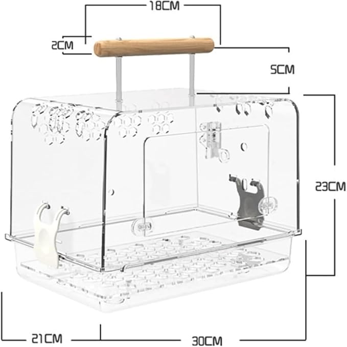 Bird Cage Acrylic Bird Aviary Tall Tiel Cage Parrot Cage Flight Birdcag Bird Carrier Travel Carrier Cage with Wooden Handle