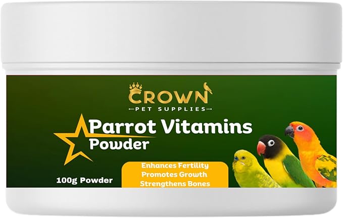 Parrot Vitamins Powder – Vitamin B Complex & C Supplement for Birds – Supports Feather Health, Appetite, Digestion, Vision, Metabolism & Reproductive Health