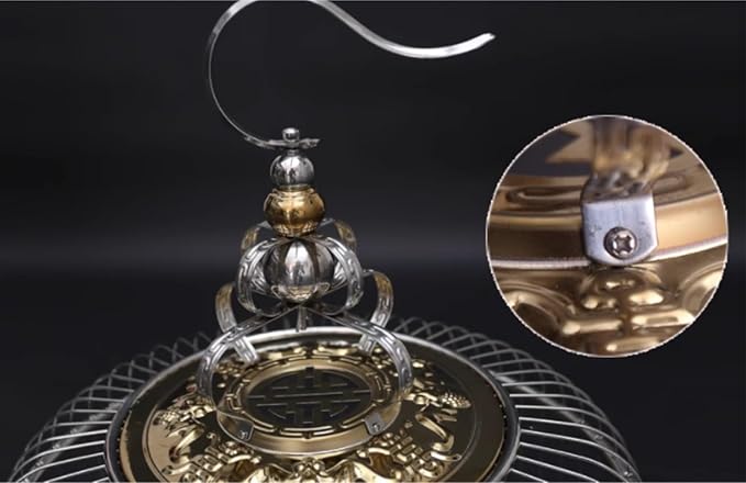 Bird Cage Stainless Steel Birdcages Metal Round Bird Cage House Carrier Creative Retro Carriers for Home Garden Home Decor(45.5 * 63cm)