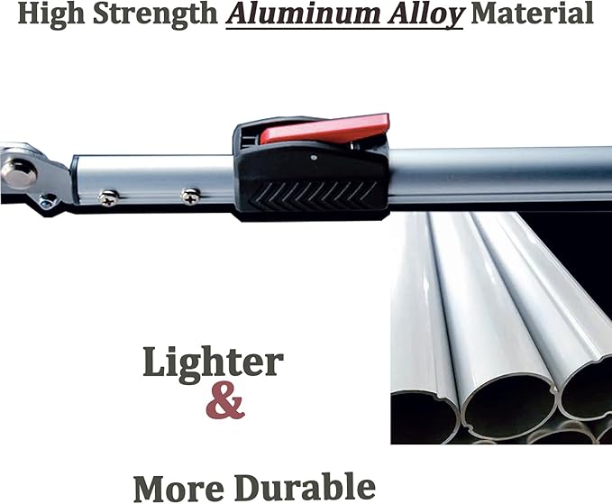 55‘’-87‘’Telescopic Snake Tong Reptile Grabber,Aircraft-Grade Aluminum Alloy Rattle Snake Catcher Wide Jaw Handling Tool with Lock，Also Get a 48‘’ Carbon Rod Snake Hook