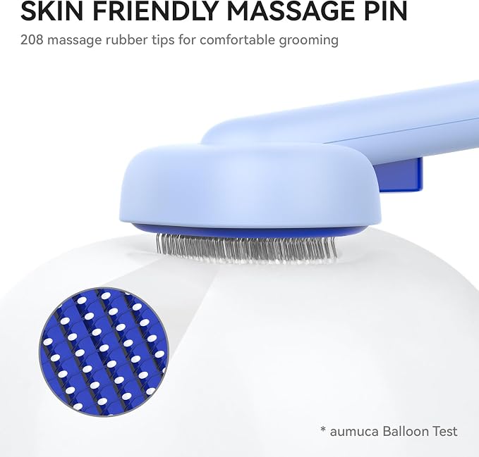 aumuca Skin Friendly Self-Cleaning Slicker Brush for Dogs & Cats, Gentle Pet Grooming Tool for Shedding & Deshedding, Efficient Hair Remover for Long & Short Haired Pets - Image 3
