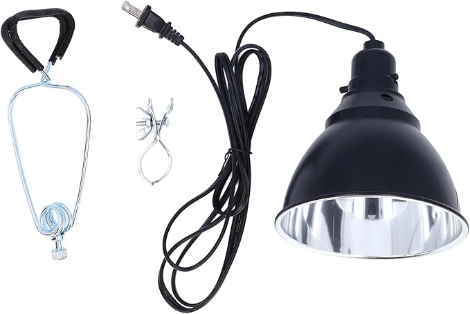 Reptile Light Fixture, 250W Aluminum Deep Dome Heat Lamp with 360 Degree Rotation, for E27 UVA UVB Bulb and Infrared Ceramic Heaters
