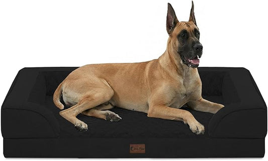 Orthopedic XXL Dog Beds, Waterproof Memory Foam Big Pet Bed for Extra Large Sized Dogs 53x42Inch, Non-Slip Bottom and Egg-Crate Foam Dog Couch Bed with Washable Removable Cover, Black