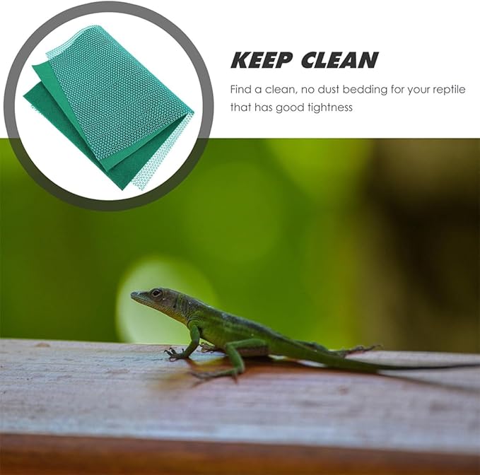 SEWACC Reptile Carpet Mat Moisture Absorbent Bedding for Tortoise and Lizard Terrariums Heat Preservation Substrate Protector for Pet Enclosures Green
