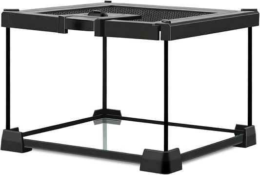 Mini Glass Terrarium Tank 8"x8"x6" with Top-Opening Mesh Lid, 360° Clear View, Ventilated Enclosure for Tarantulas, Jumping Spiders, Isopods, Froglets, & Small Reptiles