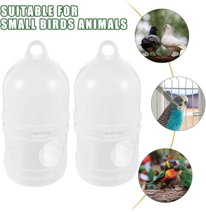 2Pcs Bird Water Dispenser Pigeon Water Feeder with Detachable Design Three Hole Drinking Automatic Food Outlet Lightweight White 9.45 Inch for Pigeons Parrots