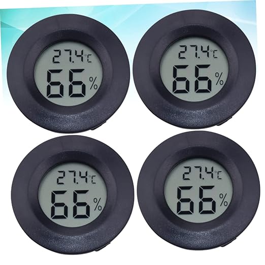 Mikikit 12pcs Portable Acrylic Reptile Pet Humidity Digital Temperature Humidity Gauge Easy Install for Home