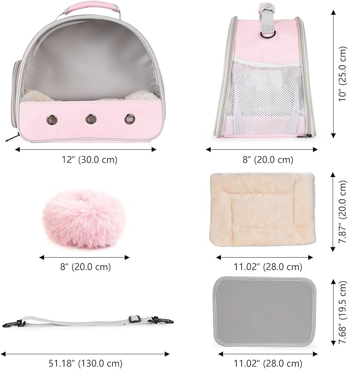 2-Pack Guinea Pig Carrier and Burrowing Bed, Portable Small Animal Cage with Clear Window, Plush and Fluffy Hideaway Pet Bed for Piggies, Hamster