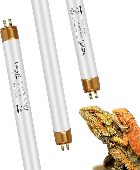 UVB Light for Reptiles Bearded Dragon, 3 Pack T5 UVB Reptile Light UVB Bulb 10.0 8W UVA UVB Reptile Light Bulb Terrarium Light Lamp Tube for Turtle Chameleon Leopard Gecko Snake Tank, 12 Inch