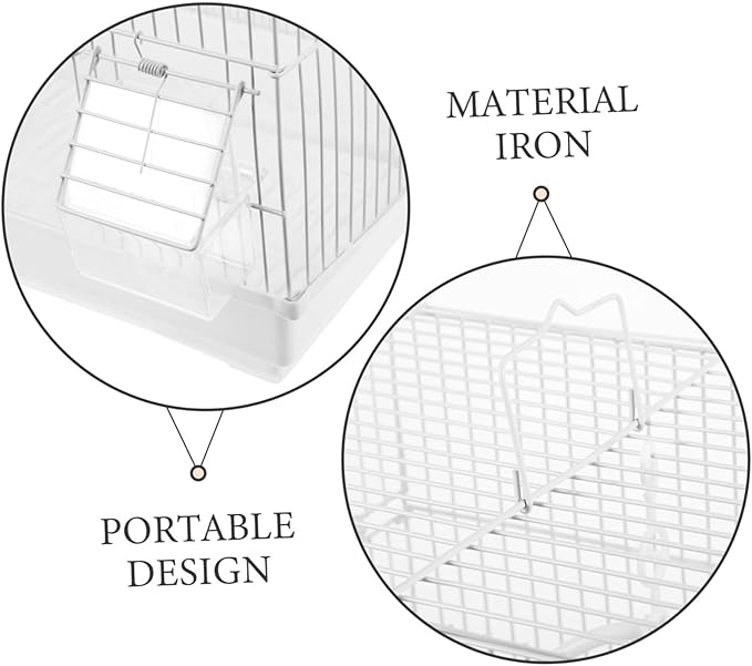 Luxshiny Portable Metal Bird Cage for Parrots and Parakeets Breathable Steel Travel Carrier with Spacious Design Secure Wire Construction for Comfortable Pet Transport