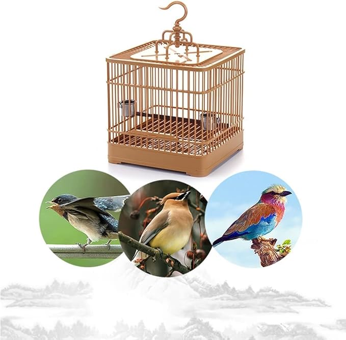Elegant Birdcage Vintage Birdcages Square Hanging Bird Cage Breathable Abs Bird Carriers Square Bird House Carrier for Garden Outdoor Exquisite Beautiful