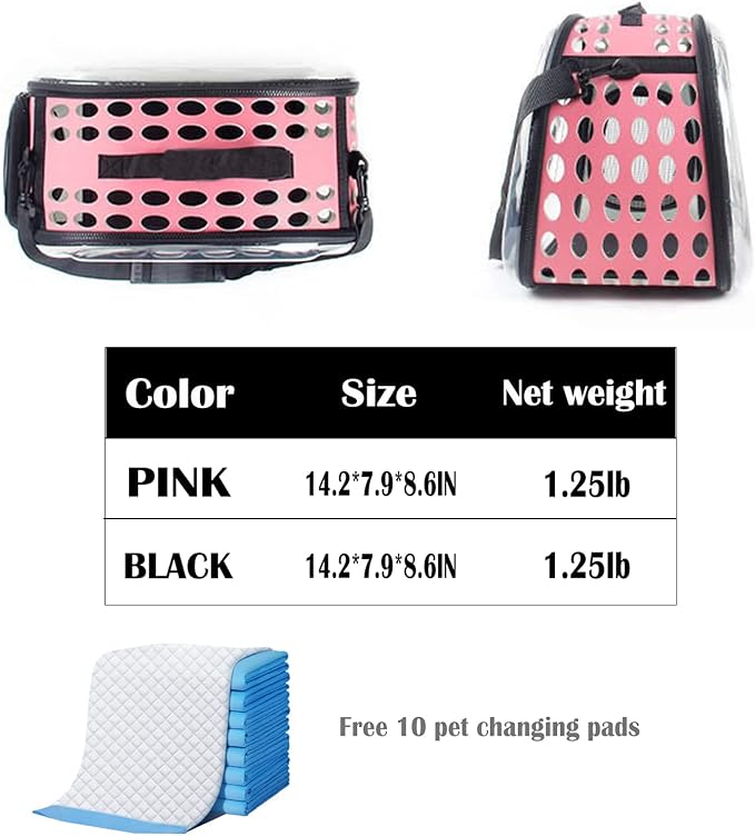 Guinea Pig Carrier, Hamster Carrier Portable Breathable Rabbit Bag for Bunny Hedgehog Marten Small Transparent Animal Carrier (Black)