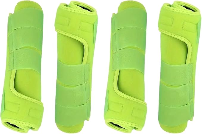 Generic 4Pcs Horse Boots Leg Protectors Adjustable Comfortable Neoprene Reusable Breathable Horse Protectors Equipment Set, Light Green, L
