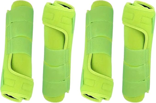 Generic 4Pcs Horse Boots Leg Protectors Adjustable Comfortable Neoprene Reusable Breathable Horse Protectors Equipment Set, Light Green, L