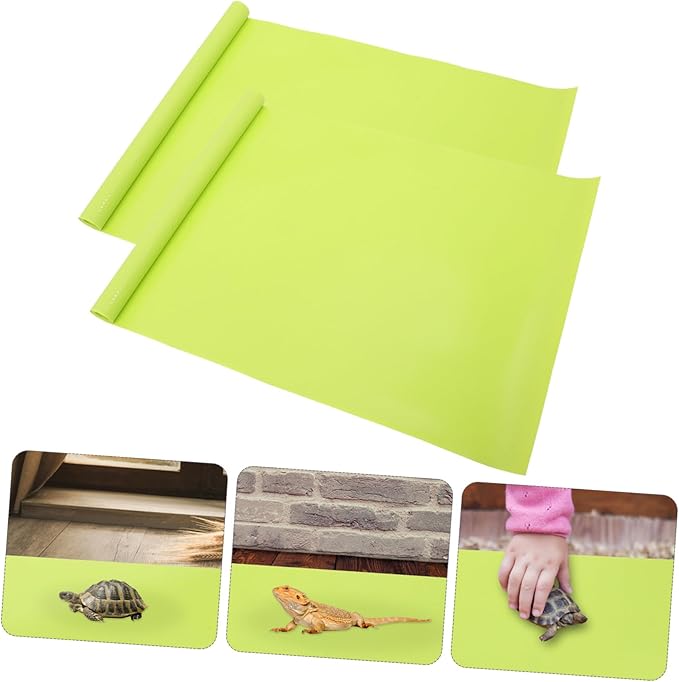 Toyvian 2pcs Reptile Carpet Floor Mat and Terrarium Bedding for Tanks for Snakes Lizards and Turtles Reusable Non-Absorbent Liner