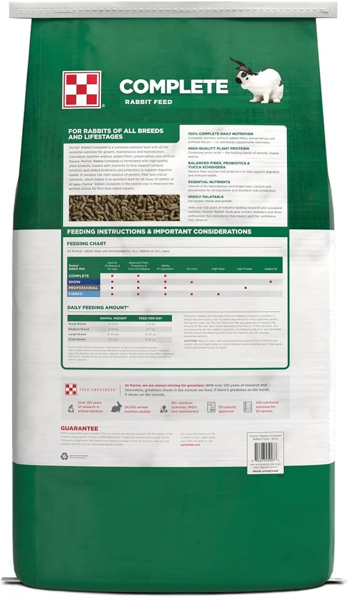 Purina | Rabbit Food Complete Pellets | 50 Pound (50 lb) Bag