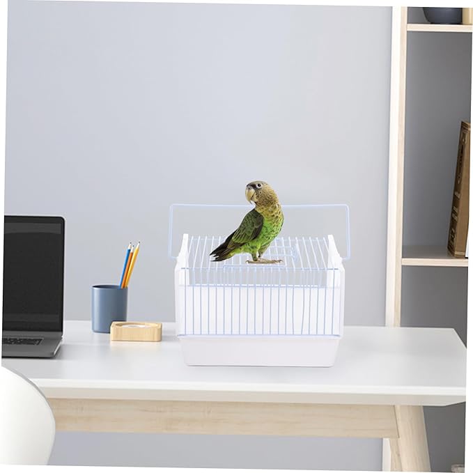 GALPADA 1set Portable Bird Carrier Cage Handle Comfortable Travel Cage for Parrots Small Birds and Pets for Outdoor Adventures and Trips Breathable Design Compact White Small