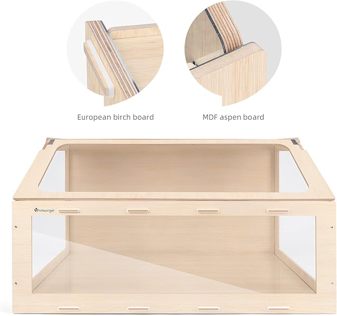 Niteangel Vista Hamster Cage W/Oblique Opening Cage Door - MDF Aspen Small Animal Cage for Syrian Hamsters Degus or Other Similar-Sized Pets (Medium - 40.7 x 22.7 x 22.9 inches, Burlywood)