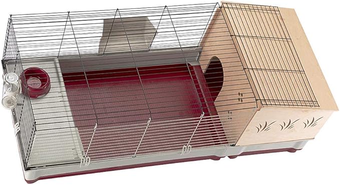 Ferplast Krolik Extra-Large Rabbit Cage w/ Wood Hutch Extension Rabbit Cage Includes All Accessories and Measures 55.9L x 23.62W x 19.68H and Includes ALL Accessories
