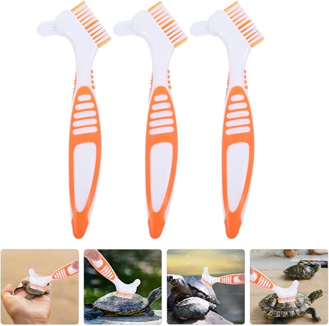 TEHAUX 3pcs Turtle Shell Cleaning Brush Mud Remover for Tortoise and Aquatic Turtle Habitat Portable Reptile Health Supplies