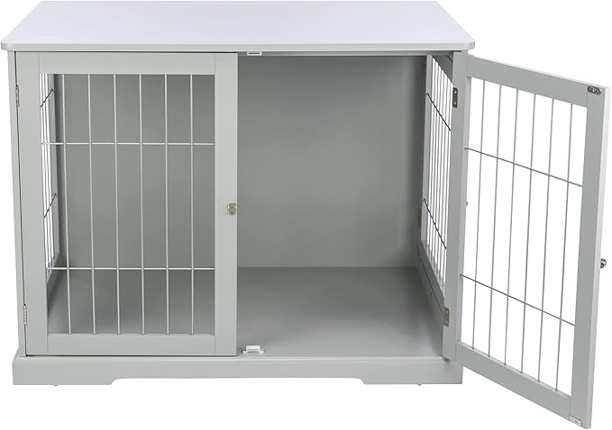 Trixie 38.7" Indoor Dog Crate, Wooden Crate Table for Dogs Up to 66 lb, Large Dog Kennel, Perfect in Any Room, Gray