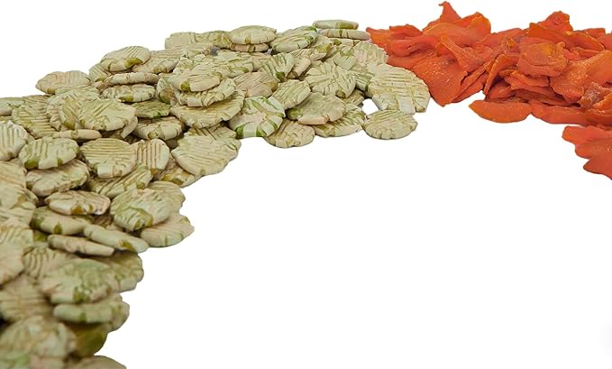 Accretion Carrot & Pea Flakes Mix for Small Pets - 1.5 lb Natural Snack for Chinchillas, Rabbits, Guinea Pigs - Dual-Texture, Vitamin-Rich