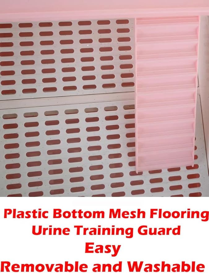 Pink Large Deluxe Indoor Outdoor Guinea Pig Chinchilla Ferret Squirrel Hedgehog Kitten Rabbit Bunny Hutch House Critter Habitat Easy Pull Out Clean 2-Inch Deep Tray with Rolling Casters