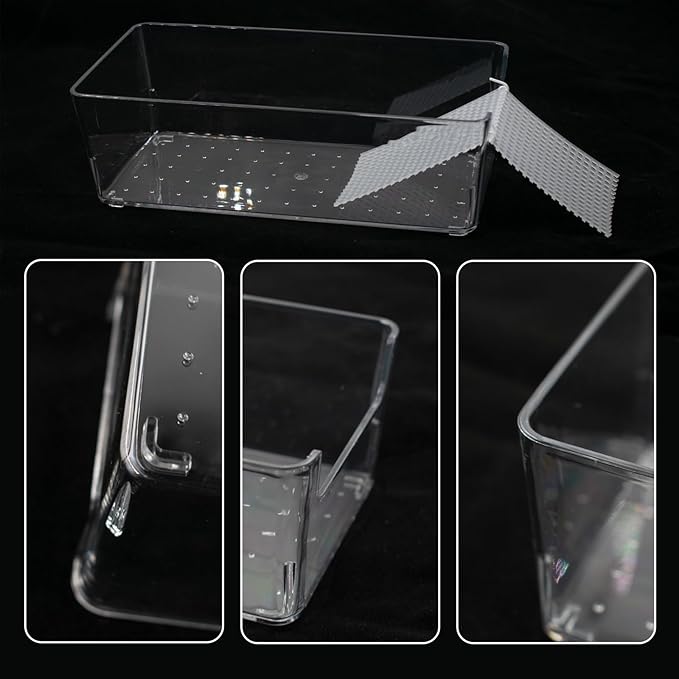 2 Pack Large Transparent Hermit Crab Tank with Climbing Ramp, Aquarium Tank Cage Salt Water Pool Accessories, Habitat for Small to Large Hermit Crab