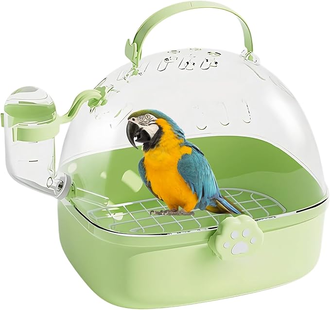 Hamster Travel Cage | PVC Chinchilla Carrier Cage with Water Bottle | Spacious Pet Bird Carrying Accessory for Hedgehog Macaws Cockatiels Sparrow Parakeet Lovebirds Conures