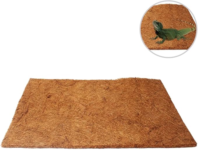 2pcs Natural Coconut Fiber Reptile Bedding Mat Soft Cushion Wear-Resistant Liner for Tortoise Lizard Snake Breathable Terrarium Substrate Easy to Cut Maintain