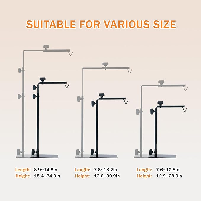 Reptile Lamp Stand, Adjustable 15.5-35 Inch Floor Light Holder for Heat Lamp & Dome, Metal Bracket for Terrarium Lighting & Heating.
