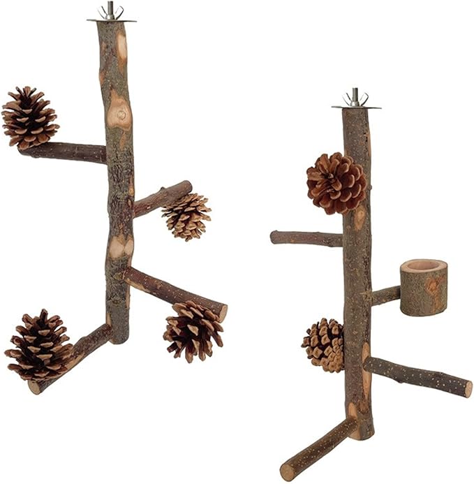 2PCS Parrot Perch Birdcage Accessories Stand Screw Wood Bird Toy Bird Activity Set