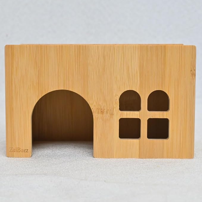Hamster Hideout House Bamboo Wooden No Assembly Hamster Cage Accessories Shelter Hut Nest Toy Habitat Decor for Dwarf Syrian Hamsters Small Animal Cage Decor Multi Size Variants Medium
