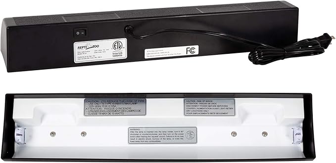REPTI ZOO Reptile Terrarium Hood Tropical Desert T8 Strip Light Fixture for Use with One 18 Inch UVB Light Bulb 15 Watt(Not Include), ETL Certified