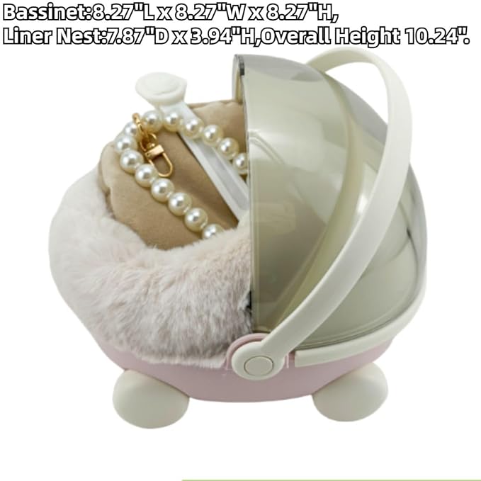 Bird Carrier Cage with Warm Nest, Cushion and Safe Lock, Portable Cages with Chain, Small Animals Travel Carrier Plastic Breathable Outgoing Box for Hamsters Lovebirds Budgies Sugar Gliders (Pink)