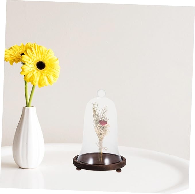 Garneck 1set Micro Landscape Eternal Life Flower Glass Cover Base for Home and Shop Decoration Elegant Flower Display and Showcase Adornment for Parties and Events