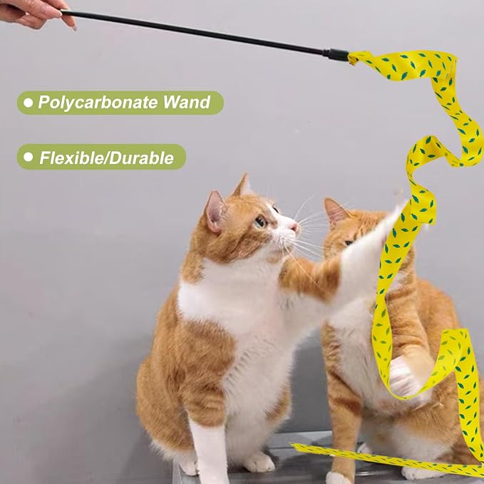 Interactive Cat Toy Wand, Cat Teaser Wand Rainbow String for Bored Indoor Adult Cats and Kittens (3 Pack String) - Image 6