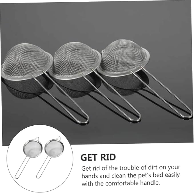 2PCS Lizard Dung Sieve Shovel Sturdy Reptiles Sand Filtering Scoop Fine Mesh Suitable for Terrarium Cleaning and Excrement Removal