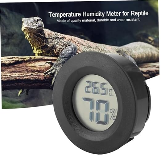 Milisten 4pc Embedded Digital Hygrometer and Thermometer for Reptile Tanks Acrylic Round Humidity Lightweight and Portable Temperature Monitor for Pets and Terrarium Use Black