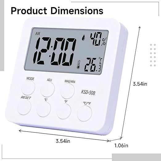 Digital Reptile Tank Monitor with LCD Display, Humidity and Temperature Gauge for Terrarium with Alarm Clock