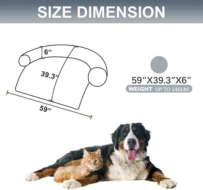 Tinaco Calming Dogs/Cats Bed Mats, Dog Pad Washable Removable Couch Cover, Plush Long Fur Mat for Pets, Waterproof Lining, Perfect for Small, Medium and Large Dogs and Cats (Gradient Gray, 59"x39")