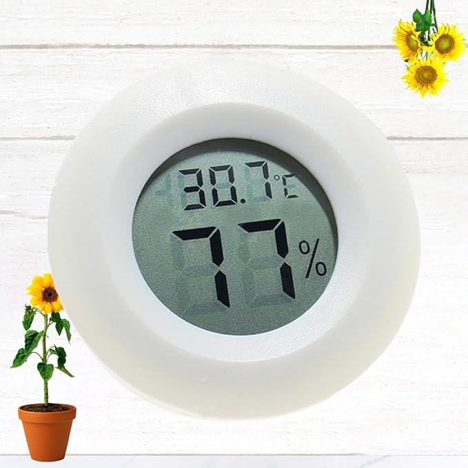 POPETPOP Reptile Box Digital Thermometer Hygrometer Round Shaped Temperature and Humidity for Home Office and Indoor