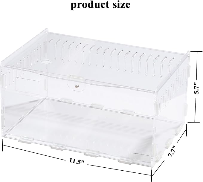 Pet Terrarium Set, Acrylic Reptile Tank with Heating Pad and Hygrometer, Clear Rectangular 12x8x6Inches, Waterproof Modern Design for Small Pets