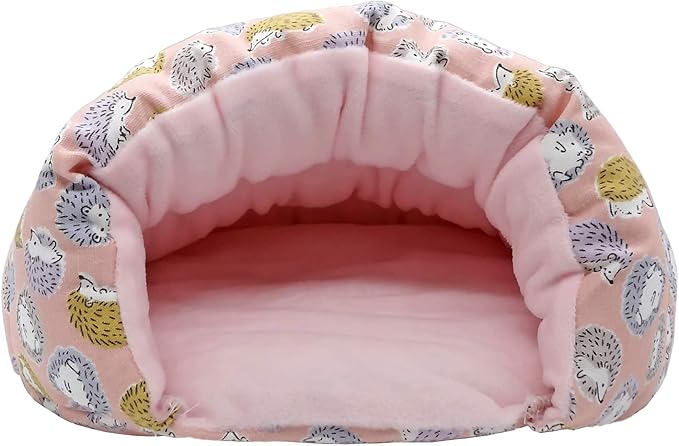 Handmade Portable Sleeping Bag Pouch Hideout Cave Habitat for Hedgehog Guinea Pig Hamster Ferret Squirrel Small Pet Animals Bed Nest House Cage Accessory (Pink)