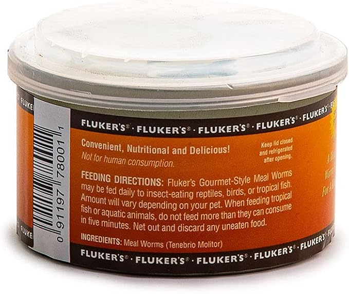Fluker's Gourmet Canned Food, Mealworms, for Reptiles | Fish & Birds Compatible | Small Animals Compatible | 1.23 Ounce | Pack of 3