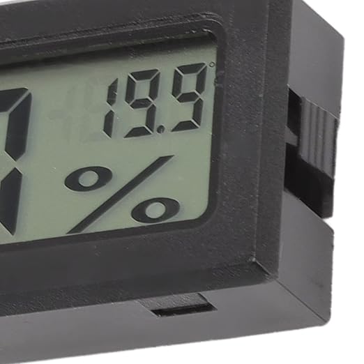 Alomejor Electronic Humidity Thermometer High Accuracy for Cigar Box Cabinet Use LCD Display for Incubators, Reptile Tanks Plastic, 1.9 X 0.6in