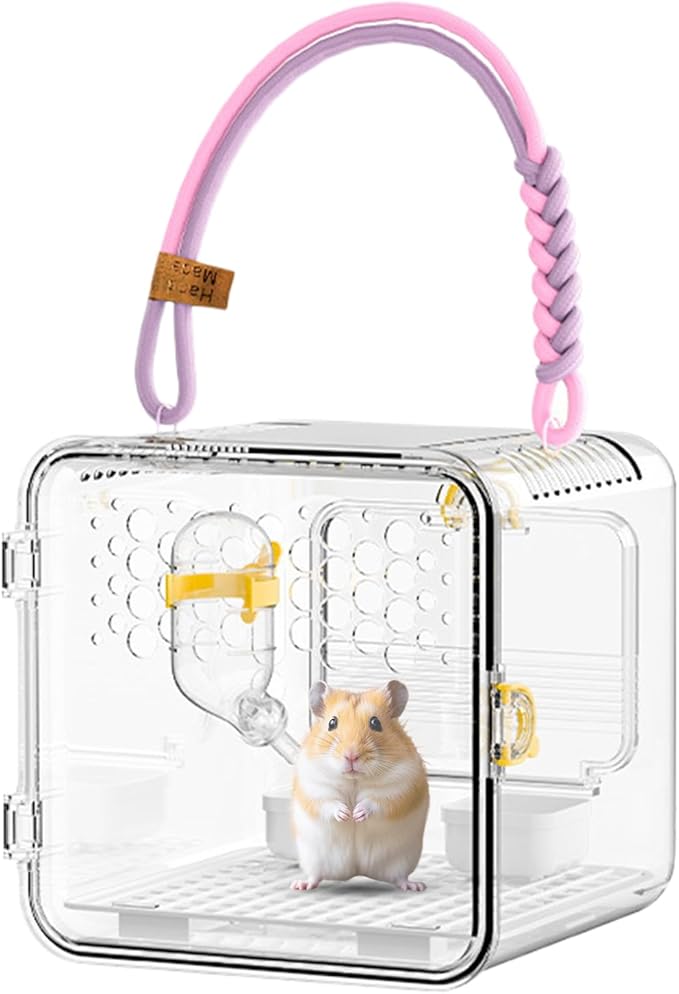 Bird Carrier - Transparent Portable Breathable Parrot Cage, Flying Squirrel Carrier, Ideal for Parakeets Conures Canaries Budgies Cockatiels Lovebirds Hamsters Outdoor Park Travel